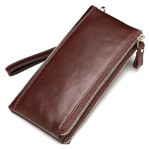 Lange Geldbörse Für Herren, Business Clutch Aus Echtem Leder Für Herren, Tragbare Handytasche Mit Doppelreißverschluss, Geschenk Für Vater, Sohn, Ehemann von Generic