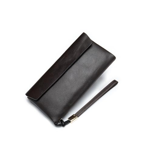 Lange Geldbörse aus hochwertigem Leder für Damen, große Kapazität, Clutch, Handtasche, Visitenkartenhalter, Handtrage-Design, Kaffee von Generic