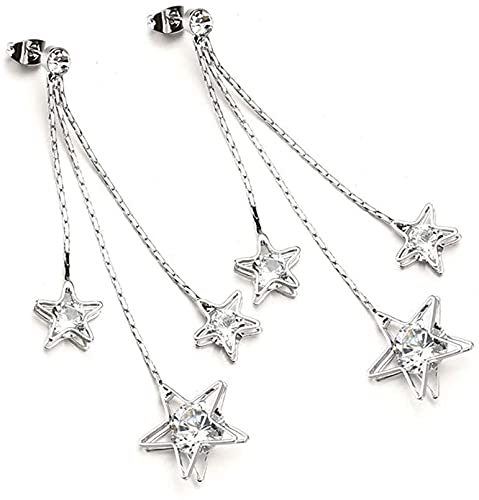 Lange Ohrringe aus Kristall, Ohrhänger mit Quasten, Sterne, Geschenk, Festival, Dekoration, Outdoor, Sommer, Silber von Generic