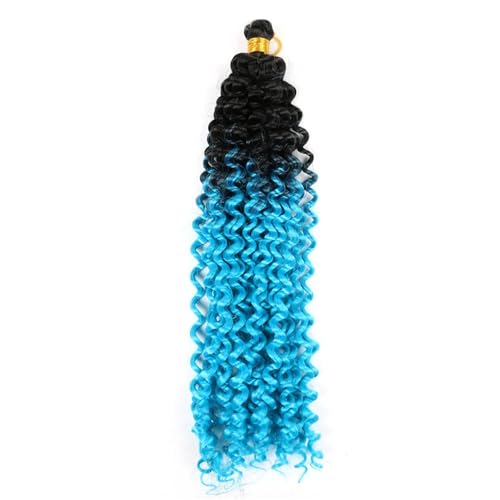 Lange Wasserwelle Bundles Für Frauen Ombre Synthetische Häkelzöpfe Twist Häkelhaar Ombre Blue 16 Inch 8Pcs von Generic