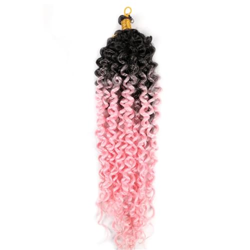 Lange Wasserwelle Bundles Für Frauen Ombre Synthetische Häkelzöpfe Twist Häkelhaar Ombre Pink 16 Inch 8Pcs von Generic