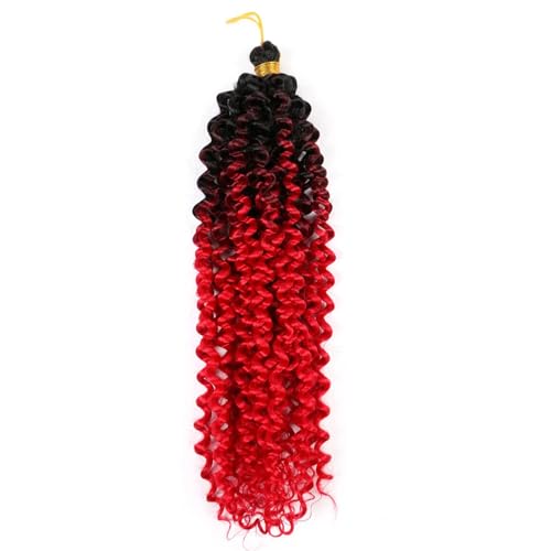 Lange Wasserwelle Bundles Für Frauen Ombre Synthetische Häkelzöpfe Twist Häkelhaar Ombre Red 16 Inch 9Pcs von Generic