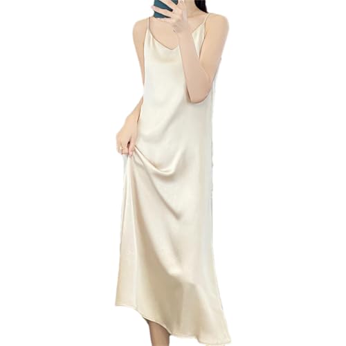 Langes Damen-Satin-Strapskleid Mit V-Ausschnitt Und Spaghettiträgern – V-Ausschnitt-Kleid Für Sommer, Strand Und Urlaub von Generic