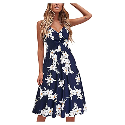 Langes Sommerkleid Damen Elegant Curvy Große Größen Boho Kleid Strandkleid A Linie Kurzarm Maxi Sexy Freizeitkleid Maxikleid Leicht Luftig Schick Festlich mit Blumen Sommerkleid Blusenkleid von Generic