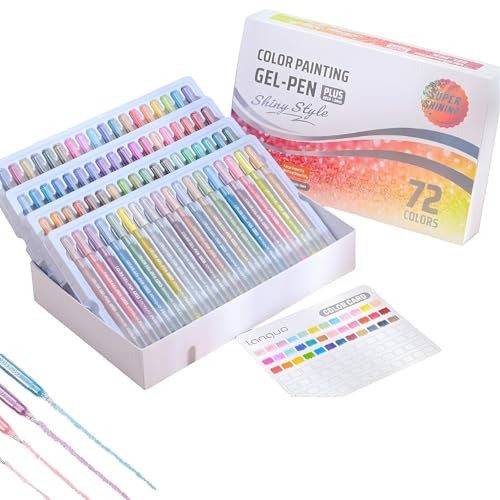 Langou 3D-Acrylmalerei-Gelstifte, 2026 Neue Upgrade-Glitzer-Gelstifte for Ausmalen for Erwachsene, Mehrfarbiges Marker-Kunstset, Malstifte, Kunsthandwerksbedarf(72pcs) von Generic