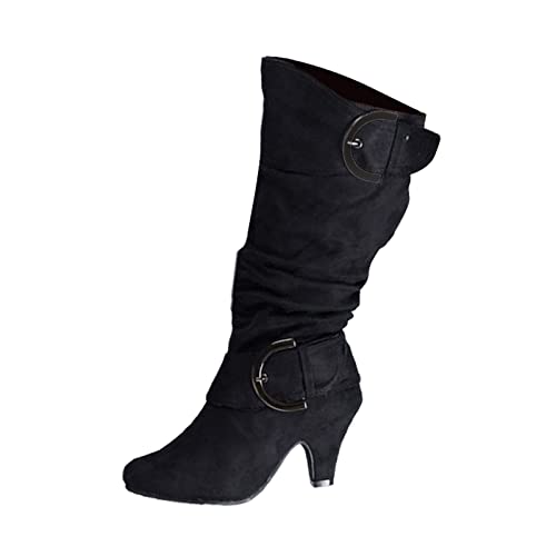 Langschaft Damen Stiefel Mode High Heel Boot Overkneestiefel Plateau Stiefel mit Blockabsatz Retro Hohe Ritterstiefel zum Schnüren Plattform Reitstiefel Elegante Kleidstiefel Winterstiefel von Generic