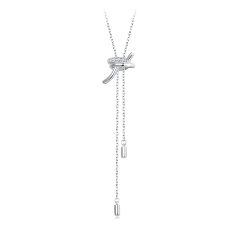 Lariat-Halskette aus 925er-Silber, schicke, minimalistische Drop-Bar-Y-Ketten-Halskette für Damen von Generic