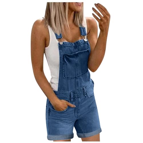 Latzhose Damen Jeanslatzhose Damen Latzhose Jeans Kurz/Lange Hose Denim Overall Jumpsuit Playsuit Jeans Vintage Loose Fit Hoseanzug Romper mit Taschen von Generic