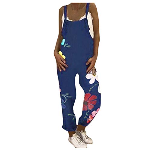 Latzhose Damen Lang Blumen - Latzhosen Für Damen Arbeitshose Sommer Lose Haremshose Overall Baggy Oversize Strampler Playsuit Langes Jumpsuit Weites Bein Hose Mit Träger Einteiler Hosenanzug von Generic