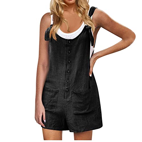 Latzhose Damen Sommer Overall Kurz Damen Latzhosen Für Damen Sommer Leinen Latzhose Damen Sommer Latzhose Damen Sommer Kurz Jeans Latzhose Damen Jumpsuits Damen Sfit Jumpsuit (Schwarz 3XL) von Generic