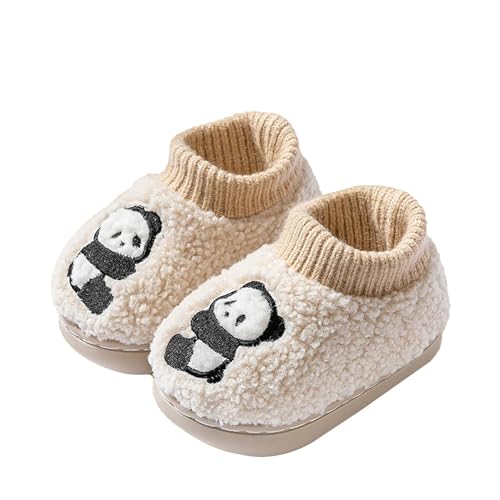 Lauflernschuhe Baby Plüsch Krabbelschuhe Newborn Mädchen Junge Kuschelige Sockenschuhe Anti Rutsch Winterschuhe Warm Flauschig Süße Tierhausschuhe (Beige, 22 Infant) von Generic