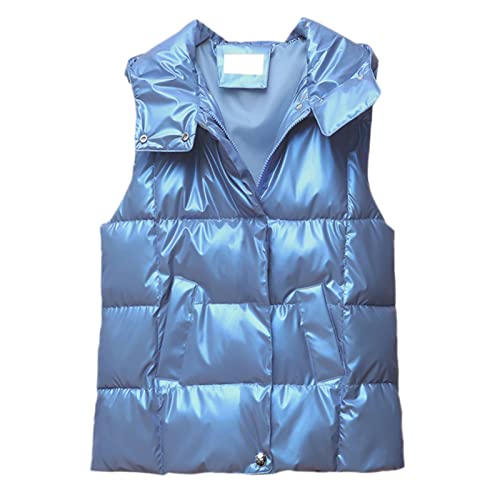 Laufmantel für Erwachsene Helle Daunenjacke Cest Damen 2022 Damen Weiße Entendaunenjacke Daunen High End Weste Mantel (Blue, L) von Generic