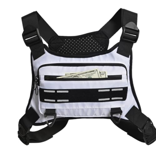 Laufrucksack – Handytasche, reflektierende Brusttasche, verstellbare und atmungsaktive Laufweste zum Klettern, Radfahren, für Männer und Frauen, weiß, Se référer au descriptif, Siehe Beschreibung von Generic