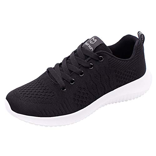 Laufschuhe Damen Turnschuhe Sneaker Leichte Schuhe Fashion Walkingschuhe Straßenlaufschuhe Herren Atmungsaktiv rutschfeste Sportschuhe Gym Fitness Outdoor Running Shoe (Black, 40) von Generic