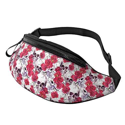 Lauftasche Totenköpfe Rote Roses Blumen, Gurttasche Atmungsaktiv Handytasche Tasche Multifunktionale Damen Brustbeutel Für Hundetraining Laufen Sport von Generic