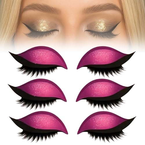 Lazy Eye Shadow Eyelash Patch, 3Pairs Eyeshadow Eyelashes Makeup Stickers, Eyeshadow & False Lashes 2-In-1 Reusable Eye Makeup Stickers, Quick Makeup, Natural Curl, Waterproof, Long-Lasting (Pink) von Generic
