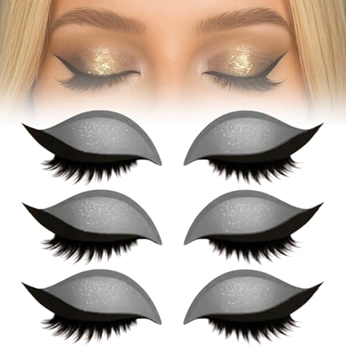 Lazy Eye Shadow Eyelash Patch, 3Pairs Eyeshadow Eyelashes Makeup Stickers, Eyeshadow & False Lashes 2-In-1 Reusable Eye Makeup Stickers, Quick Makeup, Natural Curl, Waterproof, Long-Lasting (Silver) von Generic