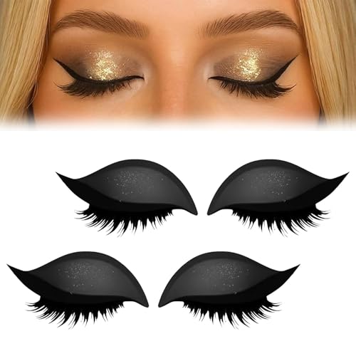 Lazy Eye Shadow Eyelash Patch, Eyeshadow Eyelashes Makeup Stickers, 2-in-1 Reusable Eye Lash Makeup Stickers with False Lashes & Shadow (2 pairs Black) von Generic