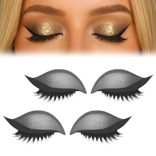 Lazy Eye Shadow Eyelash Patch, Eyeshadow Eyelashes Makeup Stickers, 2-in-1 Reusable Eye Lash Makeup Stickers with False Lashes & Shadow (2 pairs Grey) von Generic