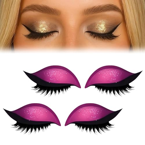 Lazy Eye Shadow Eyelash Patch, Eyeshadow Eyelashes Makeup Stickers, 2-in-1 Reusable Eye Lash Makeup Stickers with False Lashes & Shadow (2 pairs Pink) von Generic