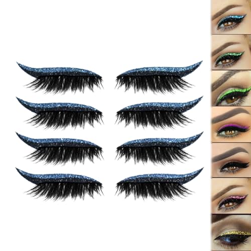 Lazy Eye Shadow Eyelash Patch, Eyeshadow Eyelashes Makeup Stickers, 2-in-1 Reusable Eye Makeup Stickers with False Lashes & Shadow, Natural Curl, Waterproof for All Eye Shapes (Blue) von Generic