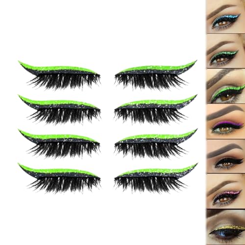 Lazy Eye Shadow Eyelash Patch, Eyeshadow Eyelashes Makeup Stickers, 2-in-1 Reusable Eye Makeup Stickers with False Lashes & Shadow, Natural Curl, Waterproof for All Eye Shapes (Fluorescent) von Generic