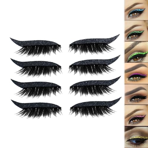 Lazy Eye Shadow Eyelash Patch, Eyeshadow Eyelashes Makeup Stickers, 2-in-1 Reusable Eye Makeup Stickers with False Lashes & Shadow, Natural Curl, Waterproof for All Eye Shapes (Gold) von Generic