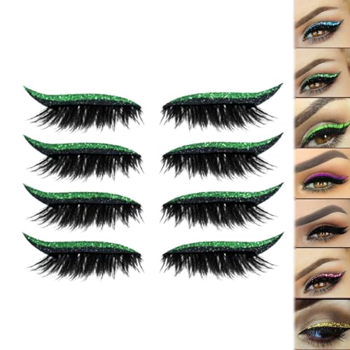 Lazy Eye Shadow Eyelash Patch, Eyeshadow Eyelashes Makeup Stickers, 2-in-1 Reusable Eye Makeup Stickers with False Lashes & Shadow, Natural Curl, Waterproof for All Eye Shapes (Green) von Generic