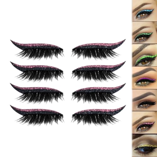 Lazy Eye Shadow Eyelash Patch, Eyeshadow Eyelashes Makeup Stickers, 2-in-1 Reusable Eye Makeup Stickers with False Lashes & Shadow, Natural Curl, Waterproof for All Eye Shapes (Pink) von Generic