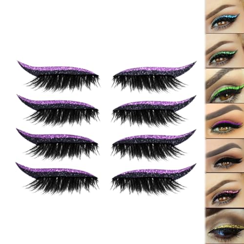 Lazy Eye Shadow Eyelash Patch, Eyeshadow Eyelashes Makeup Stickers, 2-in-1 Reusable Eye Makeup Stickers with False Lashes & Shadow, Natural Curl, Waterproof for All Eye Shapes (Purple) von Generic