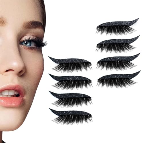 Lazy Eye Shadow Eyelash Patch, Eyeshadow Eyelashes Makeup Stickers, 4 Pairs Reusable Waterproof Adhesive False Eyelashes Makeup Tool (4 Pairs Black) von Generic