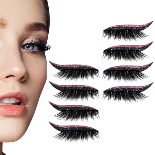 Lazy Eye Shadow Eyelash Patch, Eyeshadow Eyelashes Makeup Stickers, 4 Pairs Reusable Waterproof Adhesive False Eyelashes Makeup Tool (4 Pairs Pink) von Generic