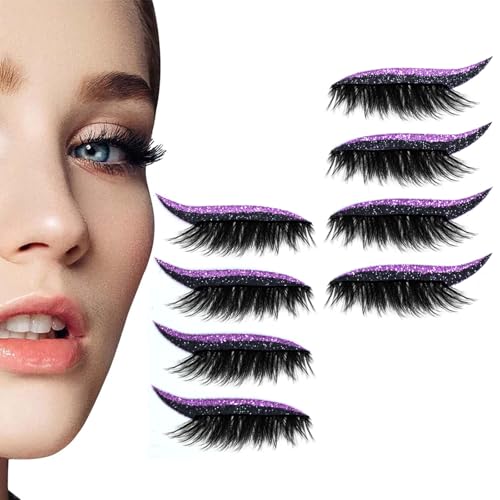 Lazy Eye Shadow Eyelash Patch, Eyeshadow Eyelashes Makeup Stickers, 4 Pairs Reusable Waterproof Adhesive False Eyelashes Makeup Tool (4 Pairs Purple) von Generic