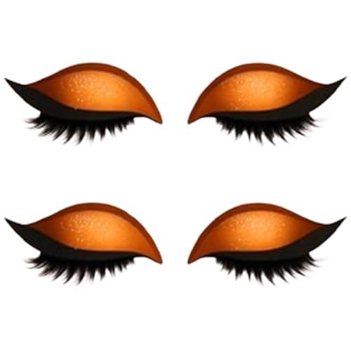 Lazy Eye Shadow Wimpern-Patch, Lidschatten-Wimpern-Make-up-Sticker, Lazy Eyelash Stickers, Wiederverwendbare 2-in-1-Augen-Make-up-Sticker Für das perfekte Augen-Make-up im Handumdrehen (Orange) von Generic