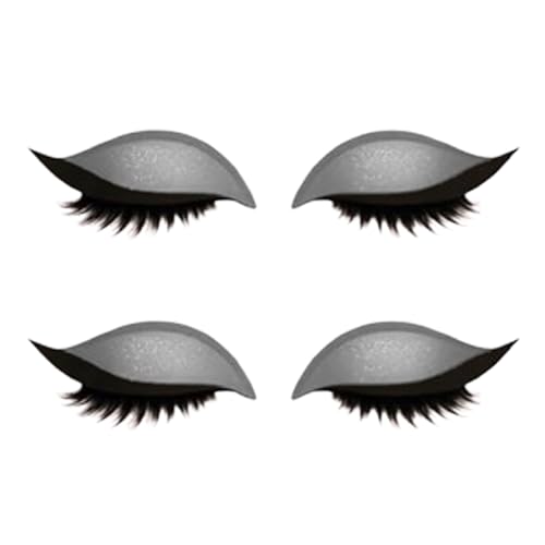 Lazy Eye Shadow Wimpern-Patch, Lidschatten-Wimpern-Make-up-Sticker, Lazy Eyelash Stickers, Wiederverwendbare 2-in-1-Augen-Make-up-Sticker Für das perfekte Augen-Make-up im Handumdrehen (Silver) von Generic
