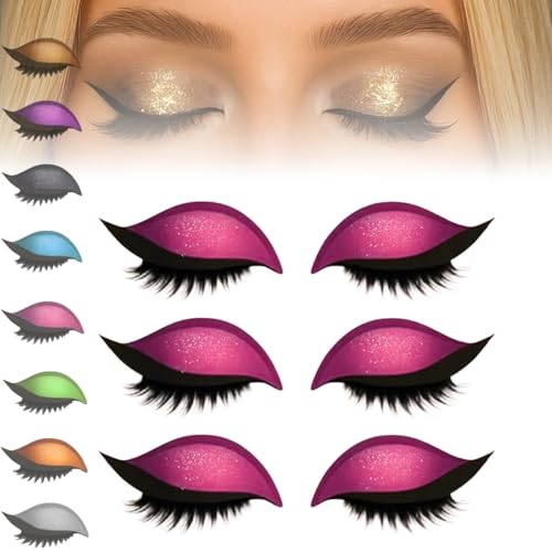 Lazy Eye Shadow Wimpernpflaster, 2025 neue Lidschatten-Wimpern-Make-up-Aufkleber, 2-in-1 wiederverwendbare Augen-Make-up-Aufkleber mit falschen Wimpern und Schatten, Make-up-Schablonen-Aufkleber for a von Generic