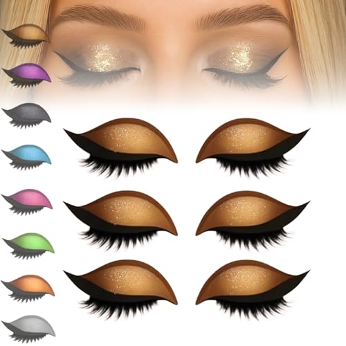 Lazy Eye Shadow Wimpernpflaster, 2025 neue Lidschatten-Wimpern-Make-up-Aufkleber, 2-in-1 wiederverwendbare Augen-Make-up-Aufkleber mit falschen Wimpern und Schatten, Make-up-Schablonen-Aufkleber for a von Generic
