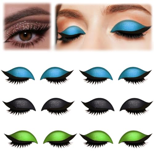 Lazy Eye Shadow Wimpernpflaster,Lazy Eye Shadow Eyelash Patch,Glitzer Lidschatten-Wimpern-Make-up-Aufkleber,2-in-1 Wiederverwendbare Augen-Make-up-Aufkleber (6C) von Generic