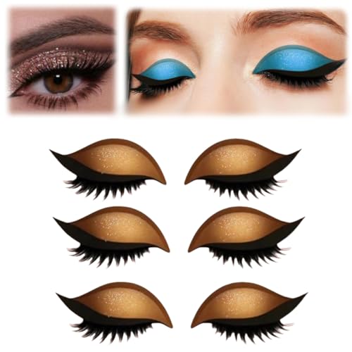 Lazy Eye Shadow Wimpernpflaster,Lazy Eye Shadow Eyelash Patch,Glitzer Lidschatten-Wimpern-Make-up-Aufkleber,2-in-1 Wiederverwendbare Augen-Make-up-Aufkleber (Gold) von Generic