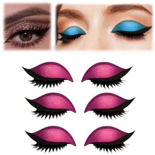 Lazy Eye Shadow Wimpernpflaster,Lazy Eye Shadow Eyelash Patch,Glitzer Lidschatten-Wimpern-Make-up-Aufkleber,2-in-1 Wiederverwendbare Augen-Make-up-Aufkleber (Pink) von Generic