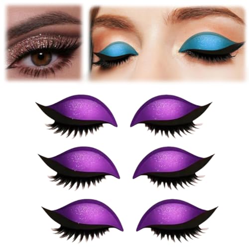 Lazy Eye Shadow Wimpernpflaster,Lazy Eye Shadow Eyelash Patch,Glitzer Lidschatten-Wimpern-Make-up-Aufkleber,2-in-1 Wiederverwendbare Augen-Make-up-Aufkleber (Purple) von Generic