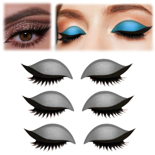 Lazy Eye Shadow Wimpernpflaster,Lazy Eye Shadow Eyelash Patch,Glitzer Lidschatten-Wimpern-Make-up-Aufkleber,2-in-1 Wiederverwendbare Augen-Make-up-Aufkleber (Silver) von Generic