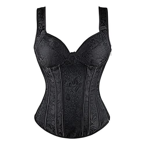 Lazzboy Shapewear Frauen Corset Bruststütze Taille Vertrag Bauch Gürtel Jumpsuits Vollbrust Corsage Korsett Top Gothic Vintage Corsagen Bustier Corsette (Schwarz,6XL) von Generic