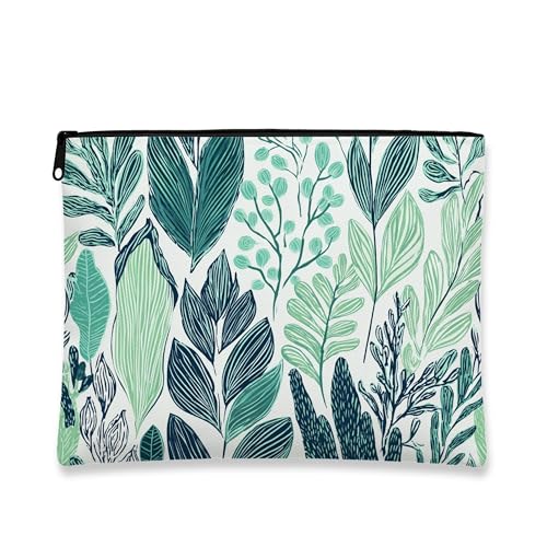 Leafy Make-up-Tasche, grüner Botanischer Druck, Reise-Kosmetiktasche für Damen, tragbare kleine Canvas-Reißverschlusstasche, umweltfreundlicher Kulturbeutel, Frühlingsgeschenkidee, Grün , 7x9 Inch von Generic