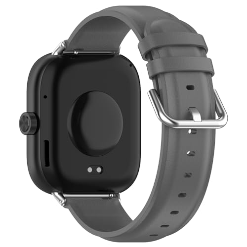 Leder Armbänder Kompatibel mit Xiaomi Mi Smart Band 8 Pro Lederarmband für Damen Herren, Lederarmbänder Ersatzarmband Sportarmband Uhrenarmband für Xiaomi Mi Smart Band 8 Pro Lederband, Grau von Generic