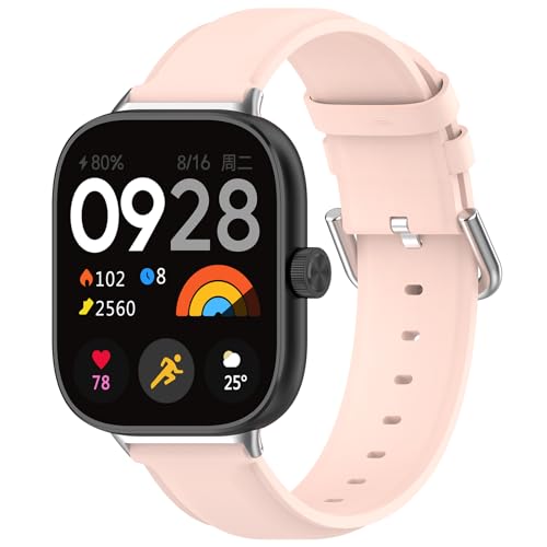 Leder Armbänder Kompatibel mit Xiaomi Redmi Watch 4 Lederarmband für Damen Herren, Lederarmbänder Ersatzarmband Sportarmband Uhrenarmband für Redmi Watch 4 Smartwatch Lederband, Rosa von Generic