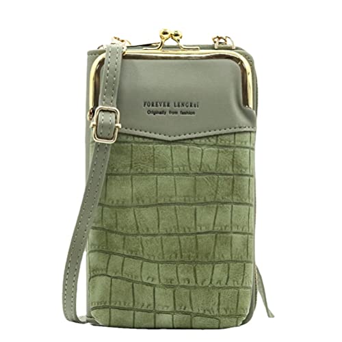 Leder Crossbody Tasche für Damen Kleine Größe Handtasche Messenger Sling Bag Handytasche, Grün von Generic