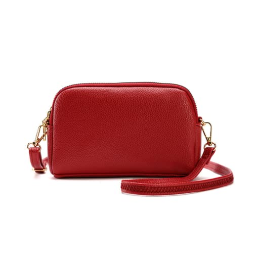 Leder Crossbody Tasche für Damen Kleine Größe Handtasche Messenger Sling Bag Handytasche, Rot/Ausflug, einfarbig (Getaway Solids) von Generic