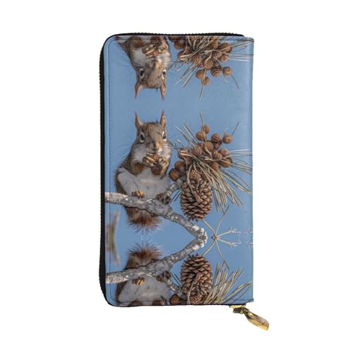 Leder Geldbörse Eichhörnchen Isst Eichhörnchen Druck Portmonee Tragbare Reißverschluss Geldbörse Retro Geldtasche Für Frauen, Mutter, Kinder von Generic