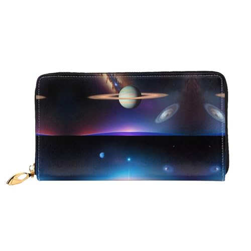 Leder Geldbörse Kosmischer Saturn Wallet Nette Geldbeute Niedliche Reißverschluss Geldbörse Für Frauen, Tochter, Mädchen von Generic